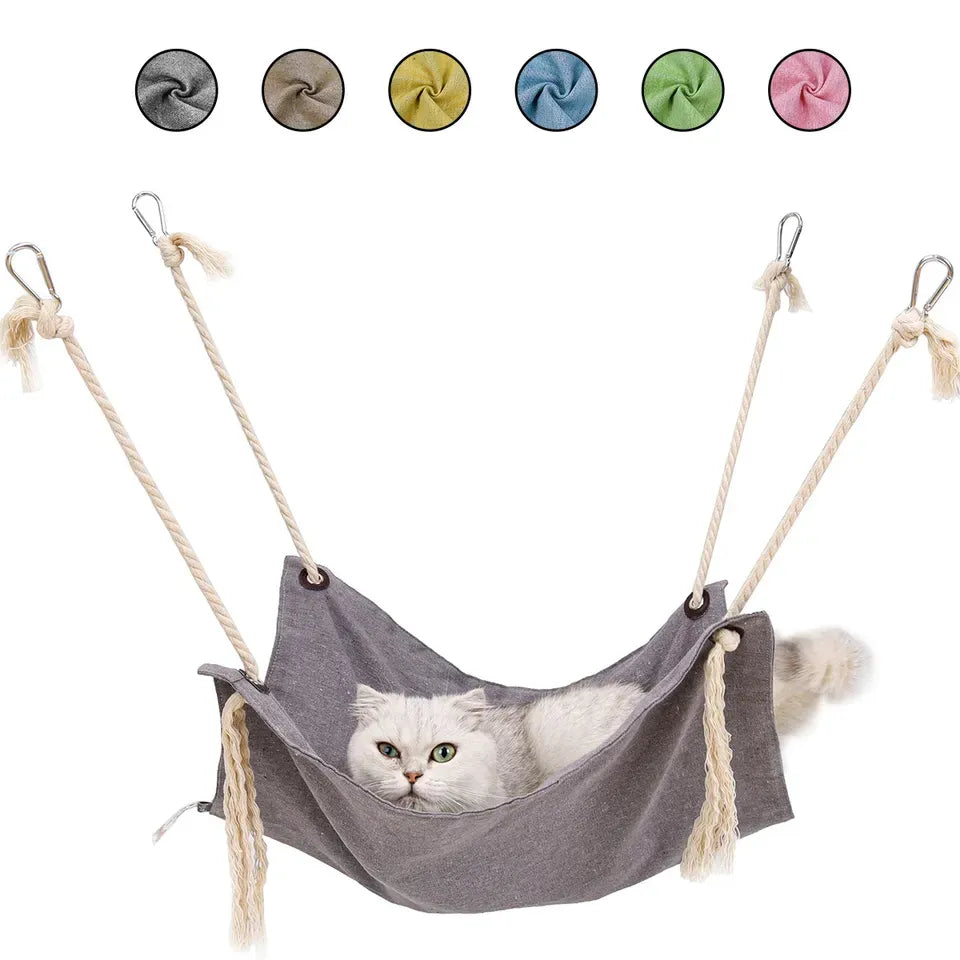 Rede Cama Estilosa para Gatos - Com Mosquetão para Fixação