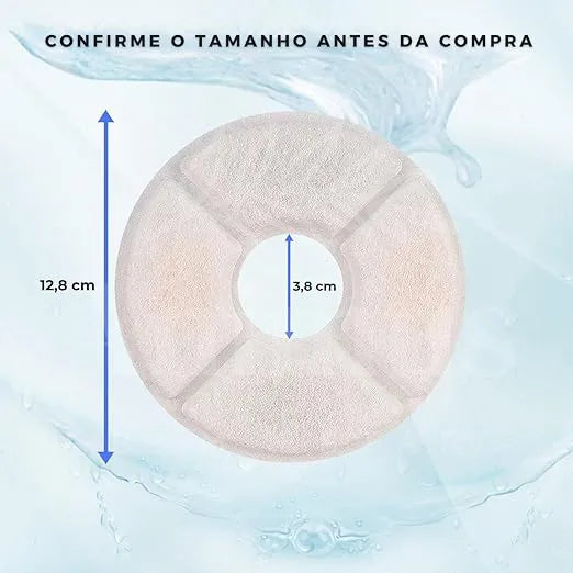 Refil Filtro para Fonte de Água Carvão Ativado - Modelo Redondo