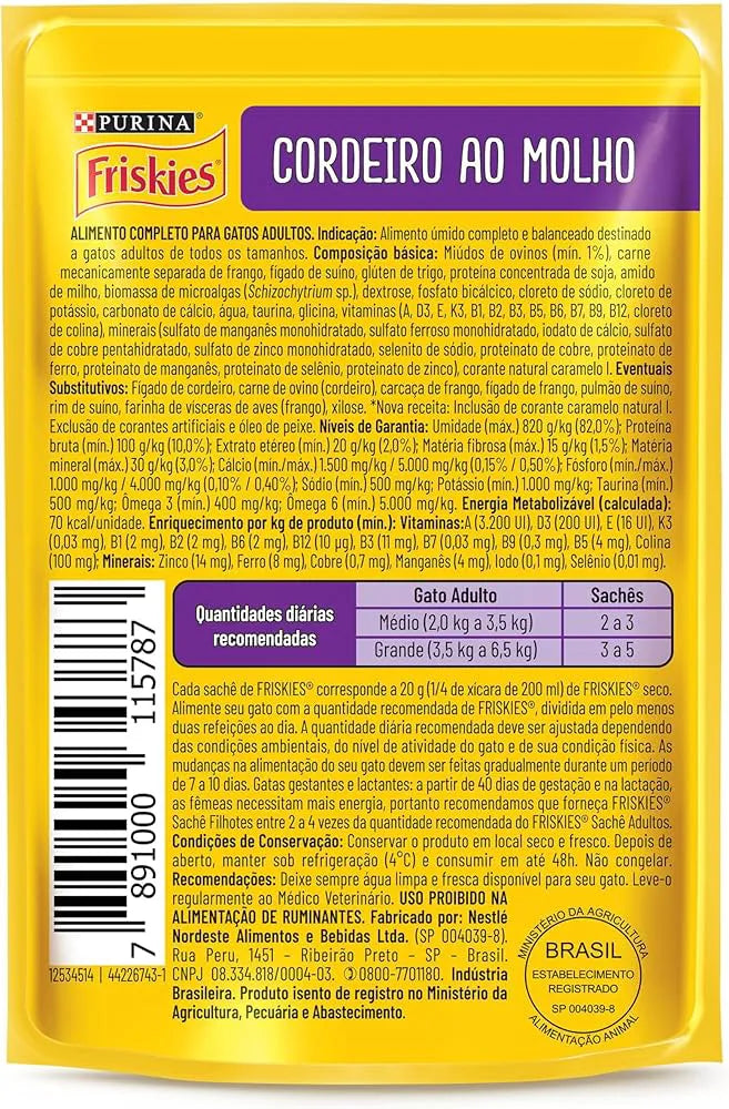 Sachê Friskies Cordeiro 85g Gatos Adultos