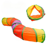 Túnel Poliester Colorido Longo Curvado com Brinquedo para Gatos