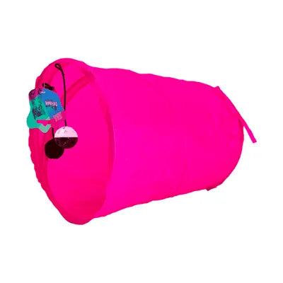 Túnel Poliester Rosa com Brinquedo para Gatos