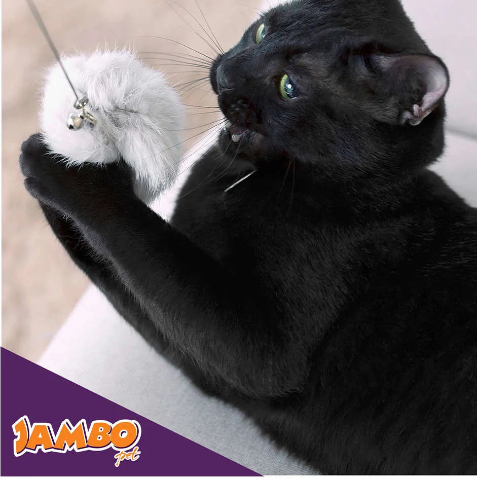 Varinha Fur Pompom Branco com Sininho (com gancho para troca de isca)